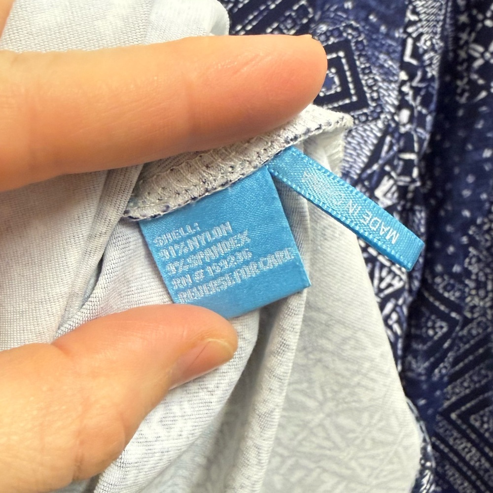 J. Mclaughlin Patchwork Blue Pattern Blouse - image 6